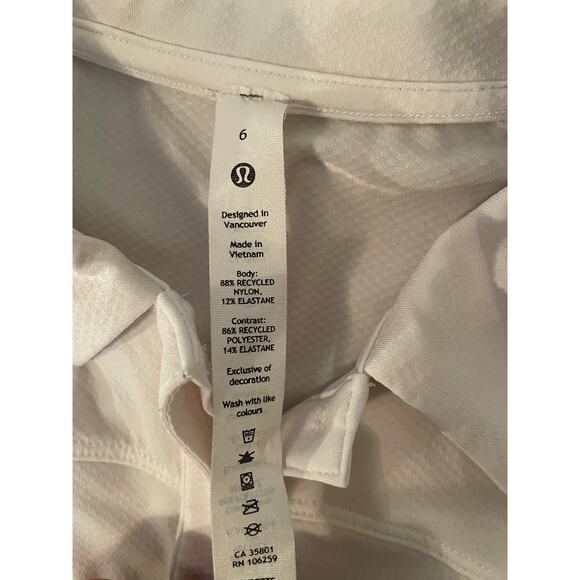 Lululemon Women’s White Polo Shirt Size 6 Recycled Nylon Golf Tennis Top - Picture 3 of 7
